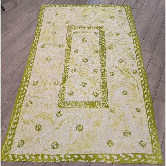 Green Batik Boho Tapestry Tablecloth 81x50 - Picture 1 of 11